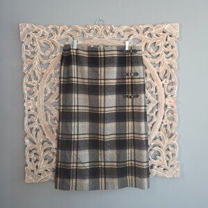 Jones Wear Wool blend plaid wraparound pencil skirt Size 16